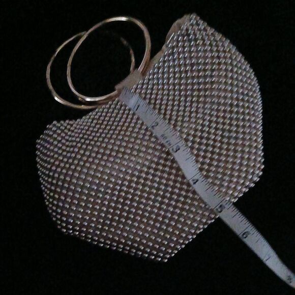 Jessica McClintock Gold Pearl Evening Bag Snap Satin-Lined Wristlet Glamour Chic - Picture 8 of 9